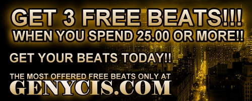 Join Genycis.com and Get 3 Free Beats when you spend $25.00 or More!  Get Your Beats Today at Genycis.com!