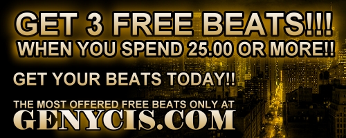 Join Genycis.com and Get 3 Free Beats when you spend $25.00 or More!  Get Your Beats Today at Genycis.com!